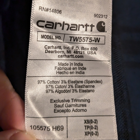 Carhartt Rugged FlexFlannel blue/black BuffaloCheck button down top/Tunic XSmall - Picture 10 of 16